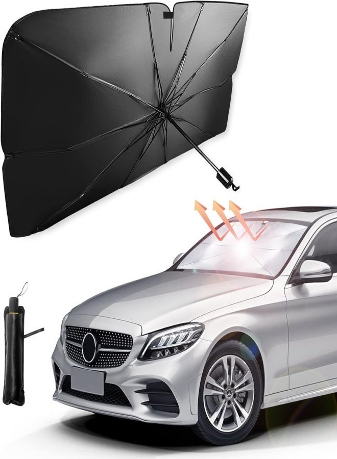 Car Umbrella Car Shade Sun Car Sunshade Foldable, Car Front Windshield Umbrella, Foldable Automotive Windshield Shade for Car Front Window Blocks UV Rays Heat Keep Cool - Image 1