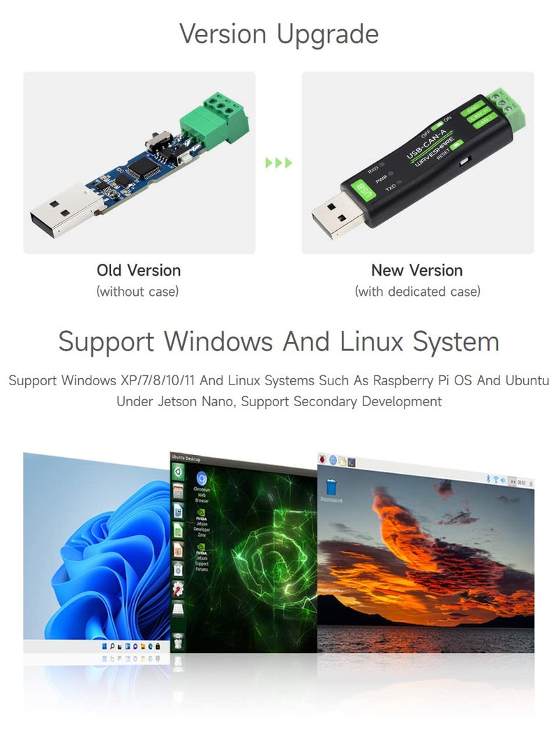 Waveshare USB to CAN Adapter Model A, STM32 Chip Solution, Multiple Working Modes, Multi-System Compatible - Image 4