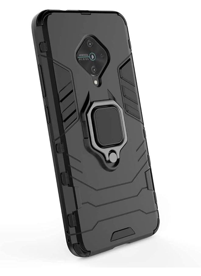 Cover For Vivo S1 Pro Case Hybrid Heavy Duty Armor Hard Dual Layer Protection Case With Screen Protector With Kickstand Feature Shockproof Defender Cover Bumper Non Slip Black