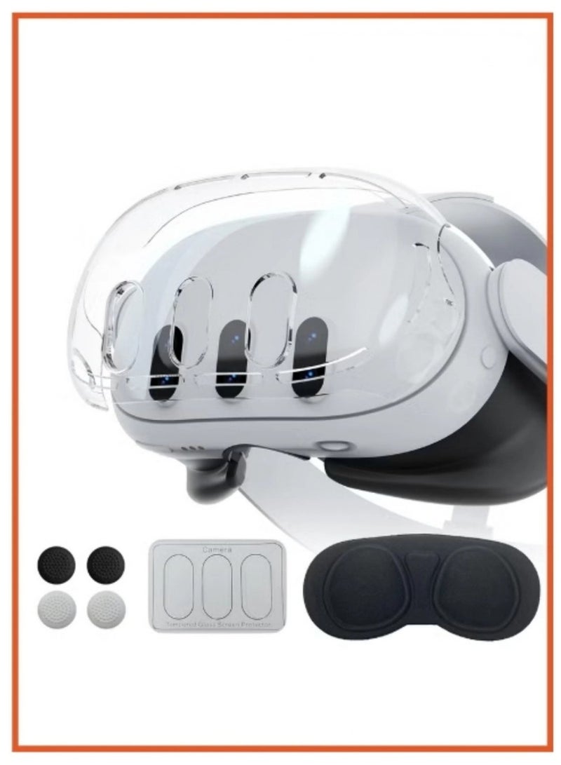 AOLION Accessories for Meta Quest 3, VR Accessory Set for Oculus Quest 3, VR Accessories Included Transparent Shell Cover, Lens Tempered Glass Protector, Protective Lens Cover, Joystick Caps - Image 1