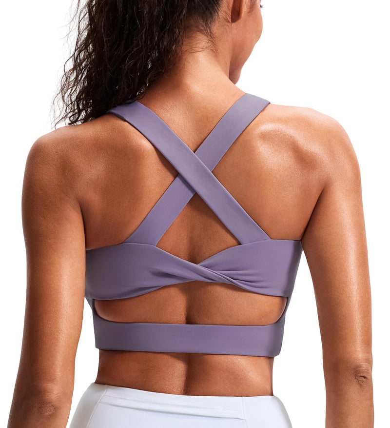 JOYSPELS Sports Bras for Women Extra Comfort Criss-Cross Back Padded Workout Tops for Women Medium Support Purple - Image 1