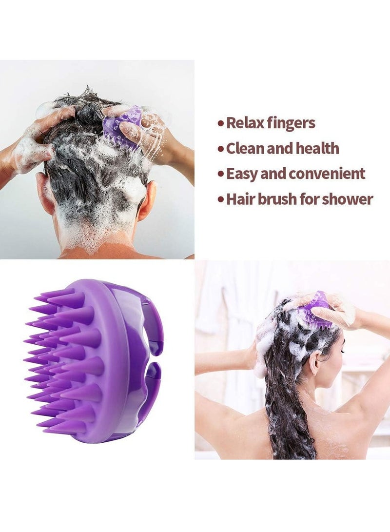 فرشاة الشامبو تدليك الشعر وفروة الرأس بالشامبو - العناية بالفروة - الجسم - تنظيف بمقبض سهل للبنات بشعر كيرلي رائعة للرجال النساء الأطفال والحيوانات الأليفة متعدد اللوان - Image 4