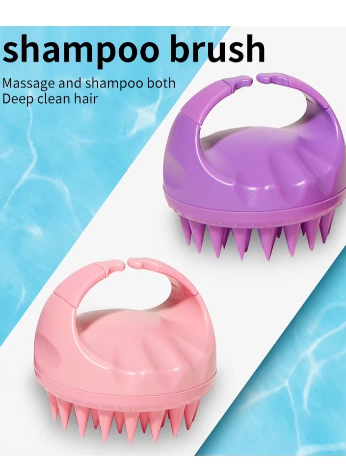 فرشاة الشامبو تدليك الشعر وفروة الرأس بالشامبو - العناية بالفروة - الجسم - تنظيف بمقبض سهل للبنات بشعر كيرلي رائعة للرجال النساء الأطفال والحيوانات الأليفة متعدد اللوان - Image 1