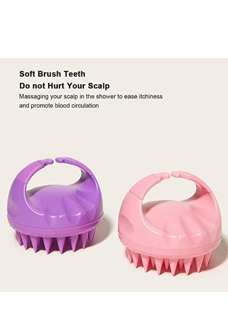 فرشاة الشامبو تدليك الشعر وفروة الرأس بالشامبو - العناية بالفروة - الجسم - تنظيف بمقبض سهل للبنات بشعر كيرلي رائعة للرجال النساء الأطفال والحيوانات الأليفة متعدد اللوان - Image 5
