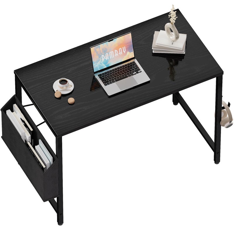 Pamray 32 Inch Computer Desk for Small Spaces with Storage Bag, Home Office Work Desk with Headphone Hook, Small Office Desk Study Writing Table - Image 1