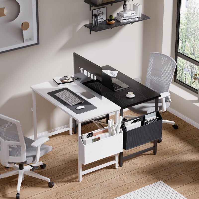 Pamray 32 Inch Computer Desk for Small Spaces with Storage Bag, Home Office Work Desk with Headphone Hook, Small Office Desk Study Writing Table - Image 2