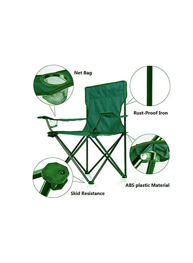 DeloPik Foldable Camping Chair with cup holder Green - Image 3