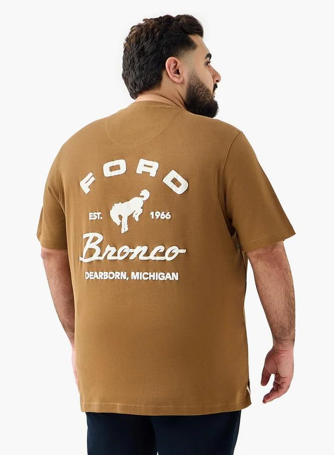 ماكسيم تيشيرت رجالي بياقة دائرية وأكمام قصيرة وطبعة شعار فورد