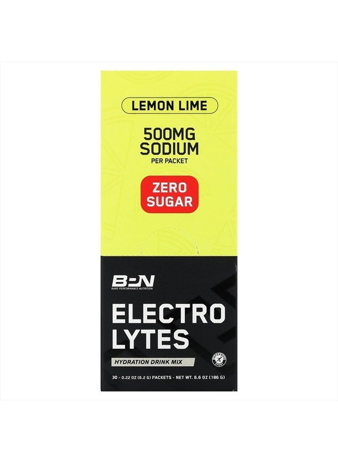Bare Performance Nutrition , BPN Electrolytes Go Packs, Hydration Drink Mix Powder Packets, Lemon Lime, 30 Servings - Image 1