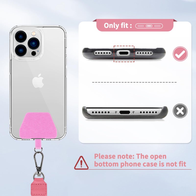 CACOE Phone Lanyard 2 Pcs Adjustable Neck Strap,4 Pcs Patches,Universal Crossbody Multifuctional Patch Cell Phone Lanyards Compatible with Most Smartphones(Black+Pink) - Image 3
