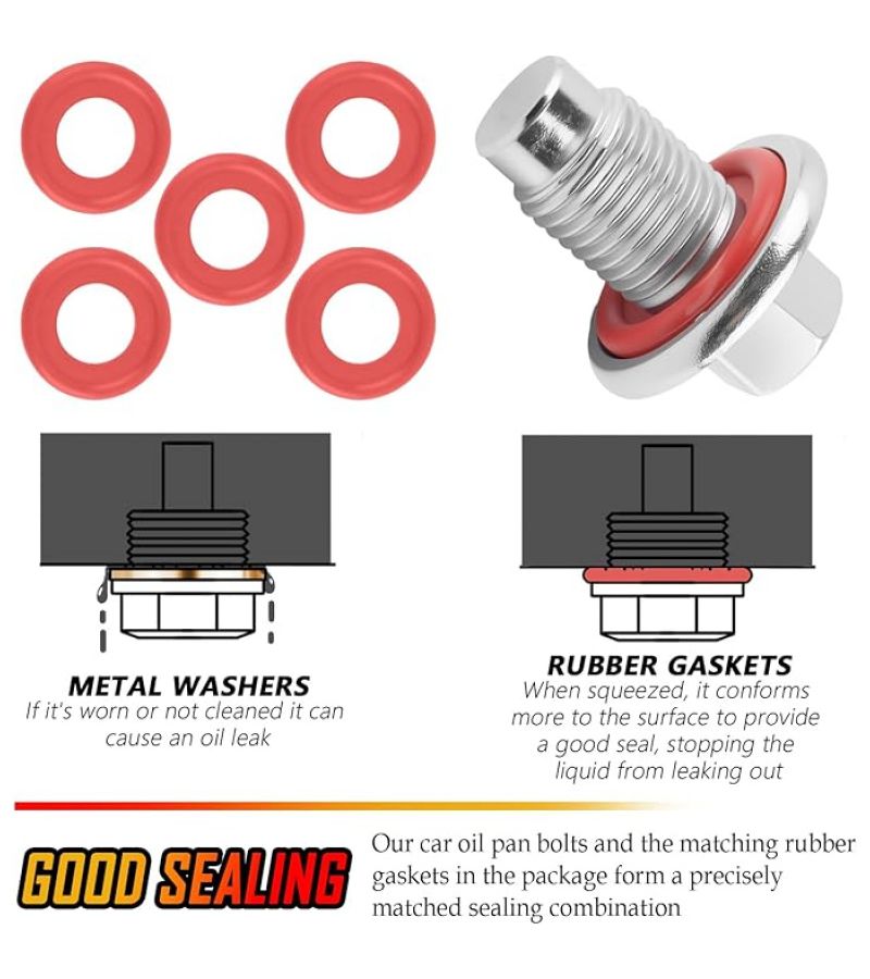 M14x1.5 Oil Drain Plug Kit With 6 Gaskets For Buick Chevrolet GMC - Image 2