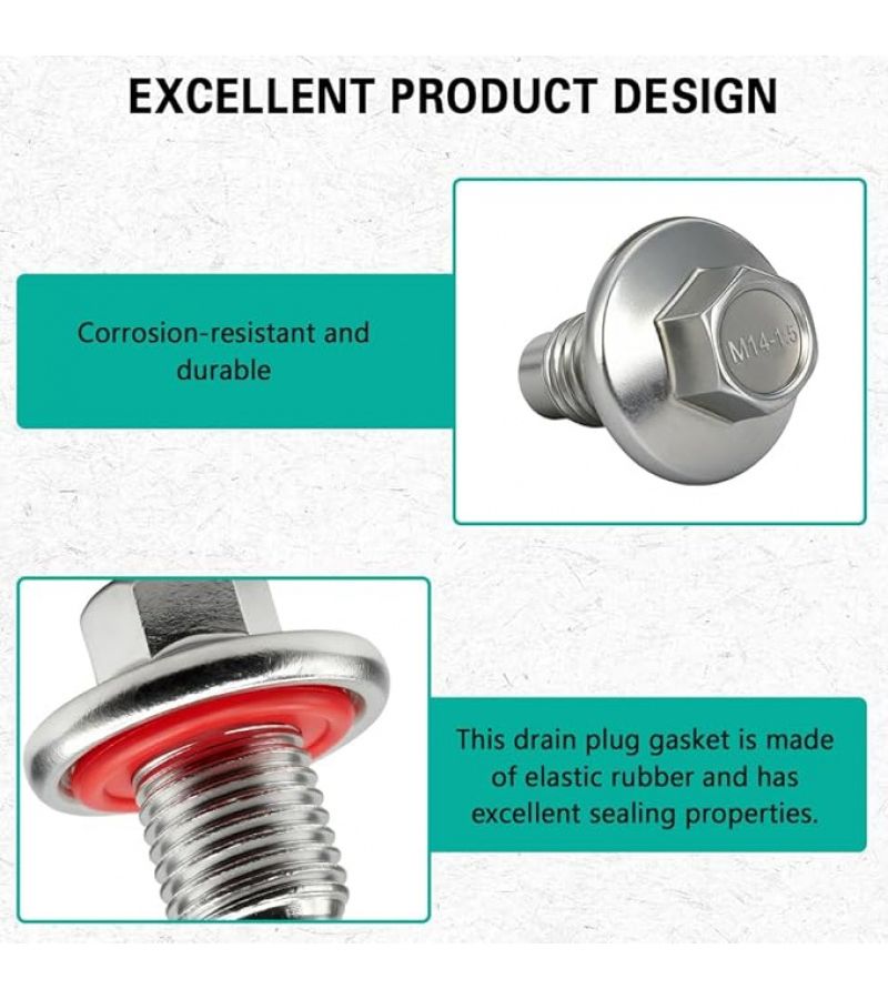 M14x1.5 Oil Drain Plug Kit With 6 Gaskets For Buick Chevrolet GMC - Image 3