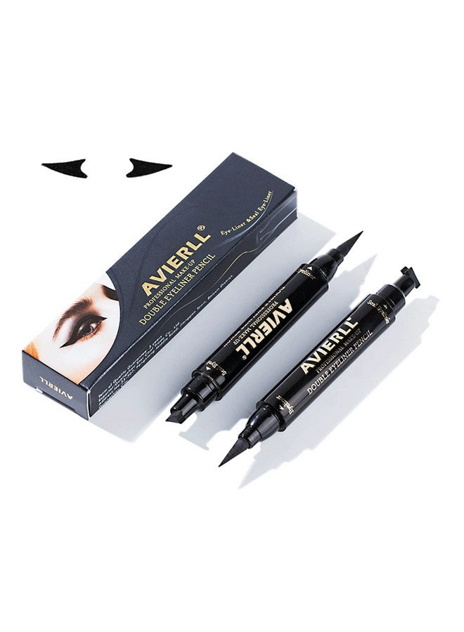 Avierll Winged Eyeliner Stamp 2 Pens Smudge Proof Waterproof Long Lasting Quick Flick Wingliner Vamp Style Wing Eye Liner Pen Black (Left And Right) - Image 1