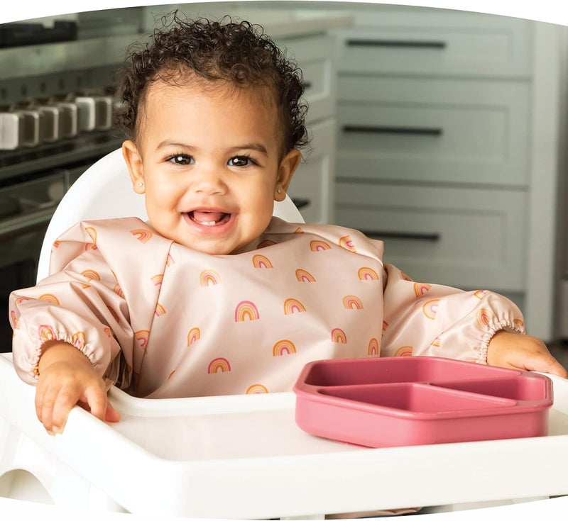 Tiny Twinkle Silicone Suction Baby Plate, Suction Grip Divided Dish for First Foods and Self-Feeding Toddlers, Baby Led Weaning Supplies for Independent Eating (Burgundy Plate with Lid) - Image 4