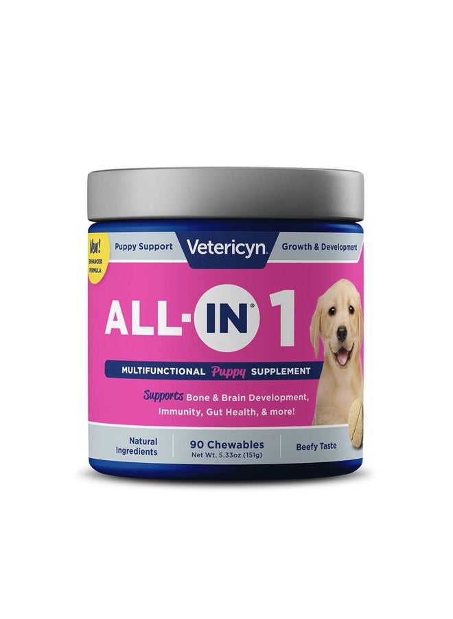 Vetericyn All-in 1 Multifunctional Puppy Supplement | Digestive Enzymes + Antioxidant Immune Support for Puppies + Vitamins, Minerals, Prebiotics, Probiotics, and Omegas. 90 Count - Image 1