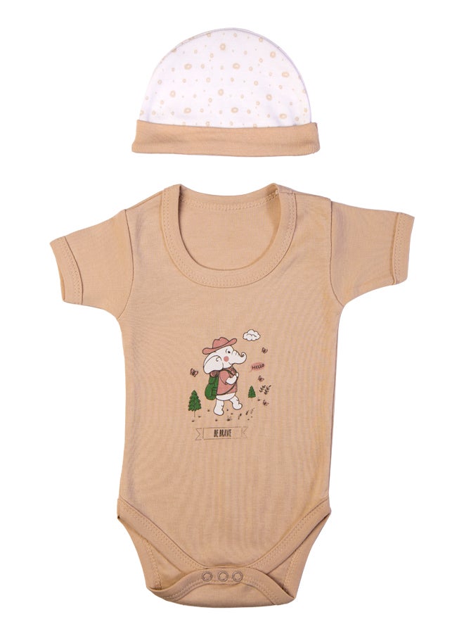 Babies Basic 5 Piece Unisex 100% Cotton Gift Set Include Bib, Romper, Mittens, Cap And Sleepsuit/Jumpsuit- Be Brave  - Image 4