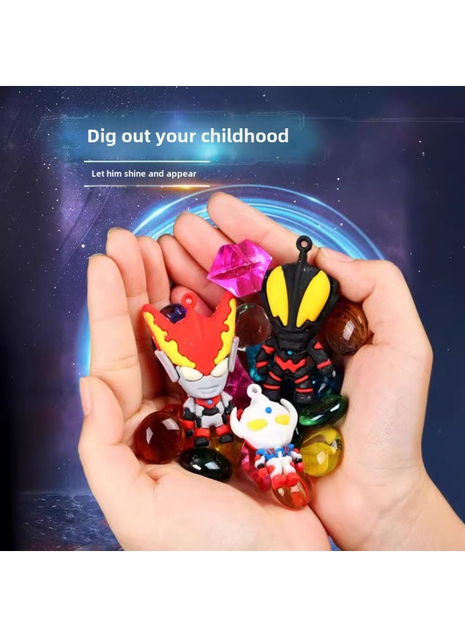 Digging Gems Archaeology Digging Toy Ott Blind Box Boy Dinosaur Stone Treasure Hunt Knock Gypsum Night Market Stall-Color:Second Generation Ultraman ([send Tools + Small Spray Bottle])