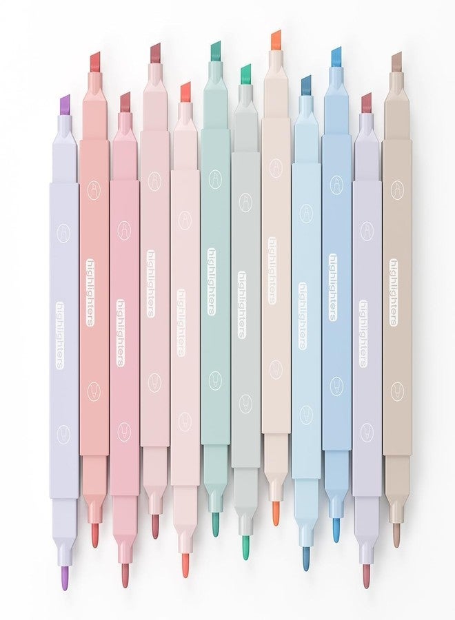 SAMEZONE 12Pcs Aesthetic Cute Pastel Highlighters and Pens No Bleed for School Supplies, Office Journal, DIY Home - Dual Tip Multicolor - Image 1