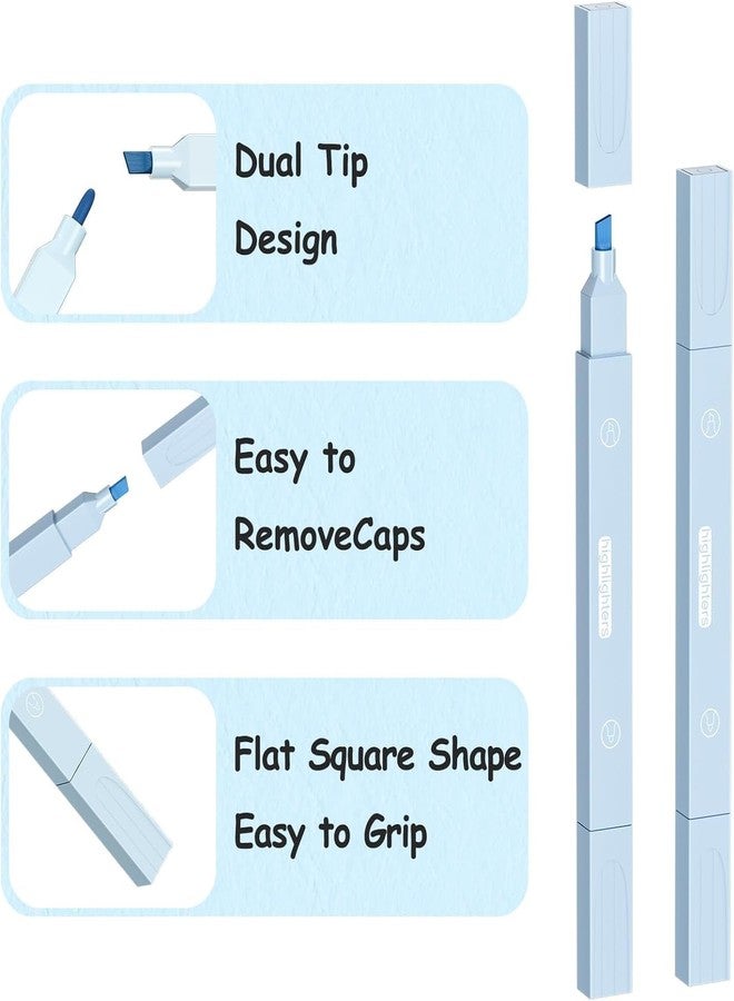 SAMEZONE 12Pcs Aesthetic Cute Pastel Highlighters and Pens No Bleed for School Supplies, Office Journal, DIY Home - Dual Tip Multicolor - Image 3