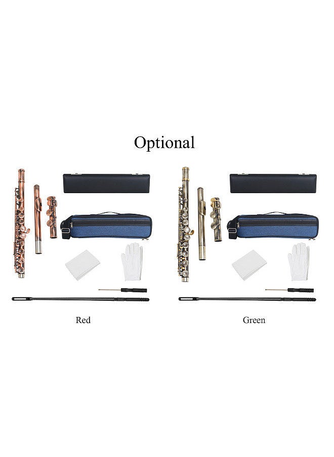 SLADE - C-Key 16-Hole Flute Set Closed Hole C Flute With Case Cleaning Rod Wiping Cloth And Gloves For Beginner Music Lover - Image 1