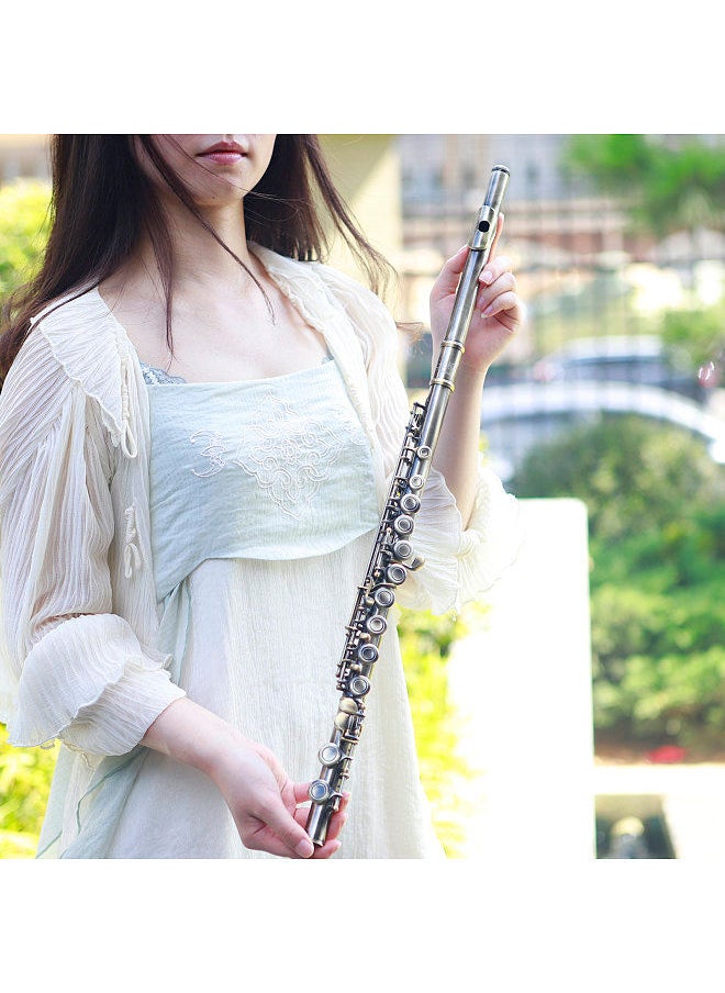 SLADE - C-Key 16-Hole Flute Set Closed Hole C Flute With Case Cleaning Rod Wiping Cloth And Gloves For Beginner Music Lover - Image 1