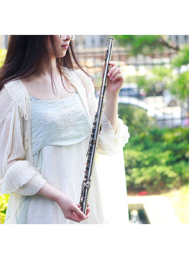 SLADE - C-Key 16-Hole Flute Set Closed Hole C Flute With Case Cleaning Rod Wiping Cloth And Gloves For Beginner Music Lover - Image 1