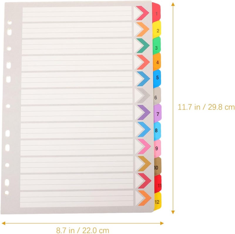 توصيل خلال أيام العمل أموسفان 12 علامة مقسمة لملف A4، علامات مفهرسة ملونة مثقوبة 11 فتحة، علامات صفحات بلاستيكية لتنظيم الملفات في المدرسة والمكتب والمنزل نقل بري وشحن كلاسيك وعصري بالتصميم - Image 2
