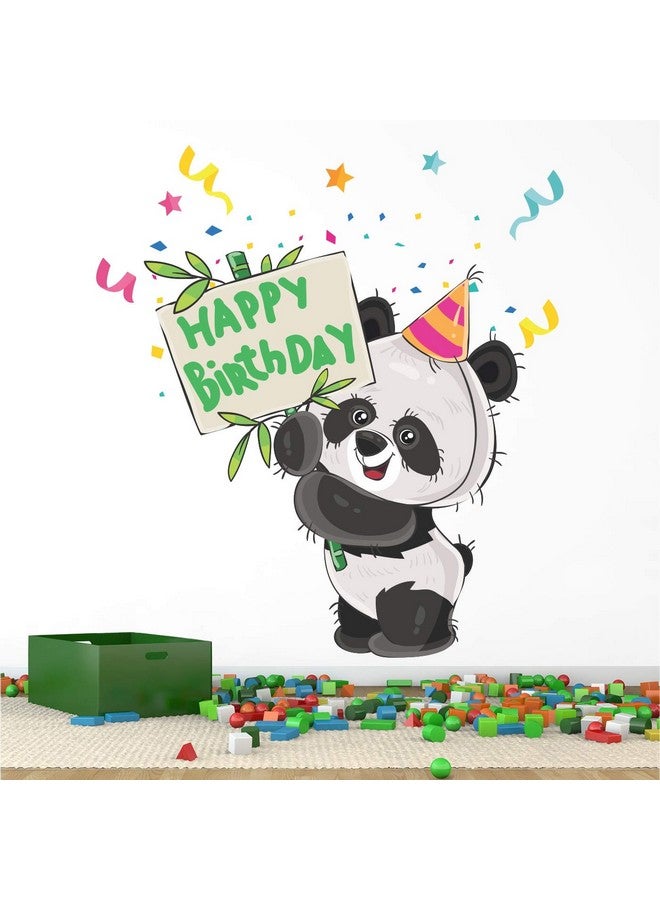 StickMe 'Cute Panda Happy Birthday Wishes Wall Sticker' -SM412 (Multi Colour, Vinyl - 100cm X 100 cm) - Image 2