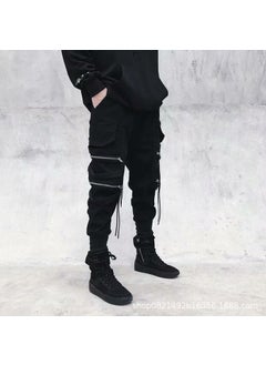 Trendy Brand Cargo Pants with Ankle Straps for Men 32 Black (Twill)