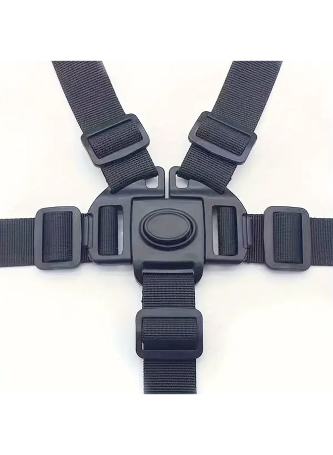 Black 5 Point Safety Harness for Baby Stroller Adjustable Shoulder Straps Universal Fit - Image 3