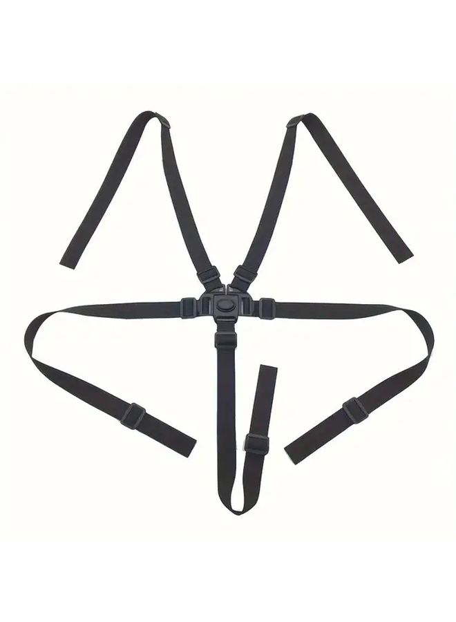 Black 5 Point Safety Harness for Baby Stroller Adjustable Shoulder Straps Universal Fit - Image 5