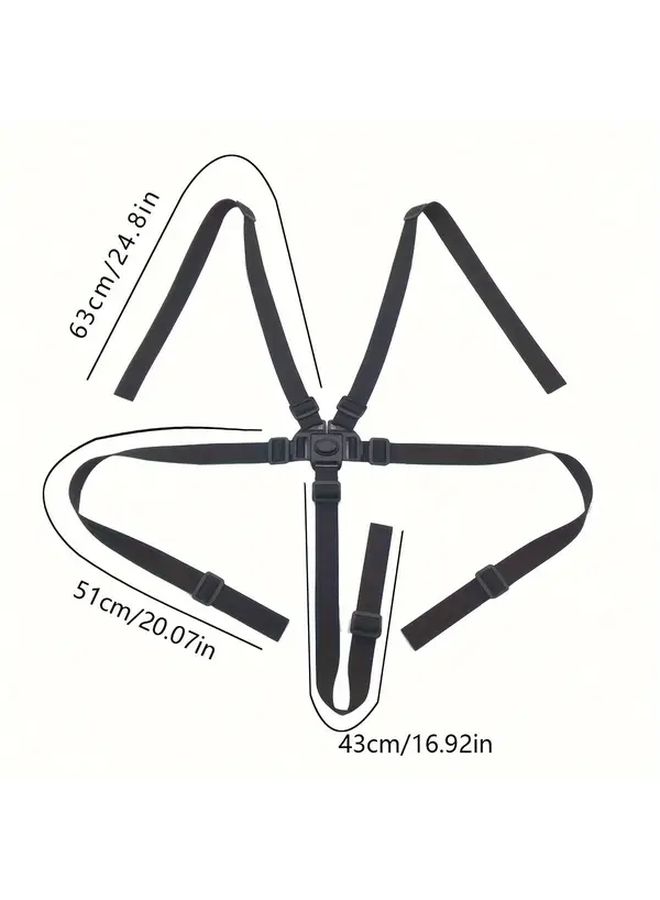 Black 5 Point Safety Harness for Baby Stroller Adjustable Shoulder Straps Universal Fit - Image 2