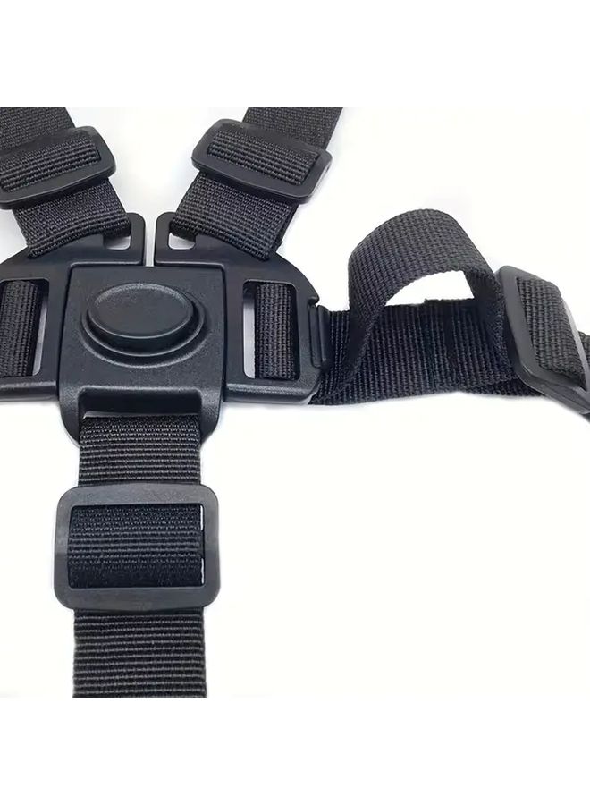Black 5 Point Safety Harness for Baby Stroller Adjustable Shoulder Straps Universal Fit - Image 4