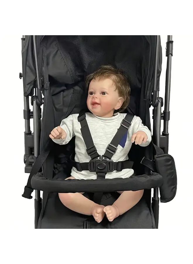 Black 5 Point Safety Harness for Baby Stroller Adjustable Shoulder Straps Universal Fit - Image 1