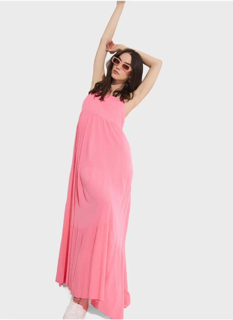 JUNE Pink Maxi Dress
