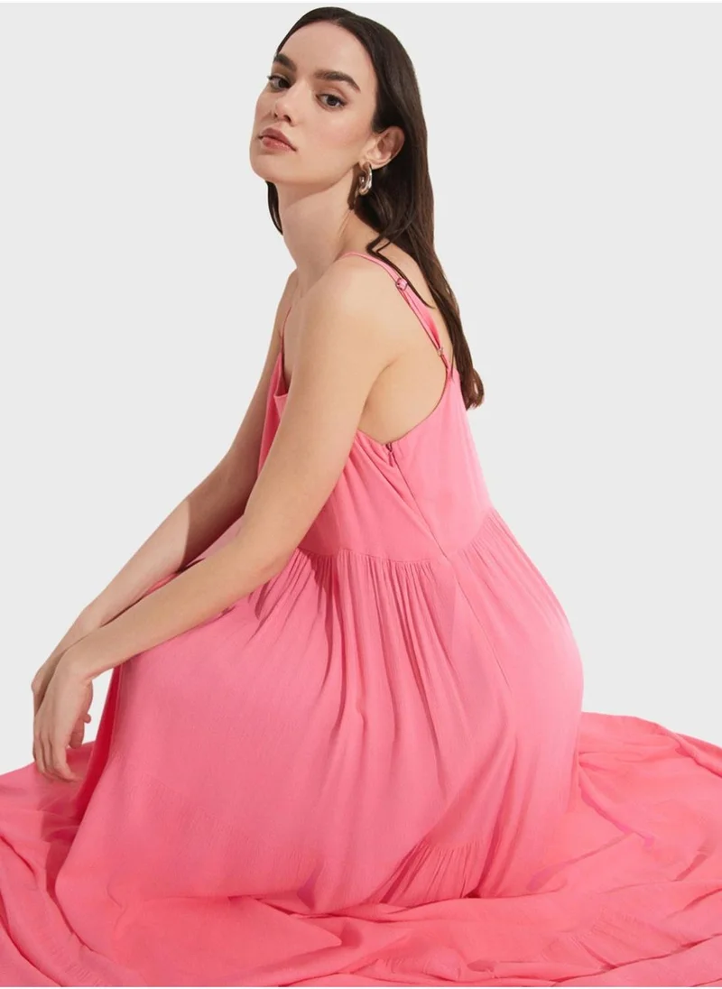 JUNE Pink Maxi Dress