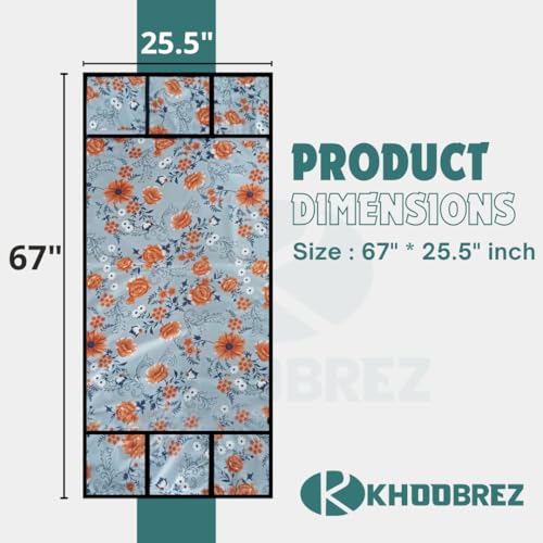 KHOOBREZ Premium Rubber Coating Cloth Prints Washable Waterproof Double Door Fridge Refrigerator Top Cover with Utility Pockets (25.5" X 67" inches) (65 x 170cm) C-FC3(Grey) - Image 2