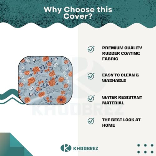 KHOOBREZ Premium Rubber Coating Cloth Prints Washable Waterproof Double Door Fridge Refrigerator Top Cover with Utility Pockets (25.5" X 67" inches) (65 x 170cm) C-FC3(Grey) - Image 4