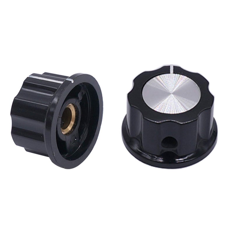 Taiss 10pcs Silver Tone Top Potentiometer Knobs for 6.4mm / 0.25" Shaft Hole - Volume Control Rotary Switch Knob, Top Diameter: 23mm, Black A03-6.4mm - Image 4