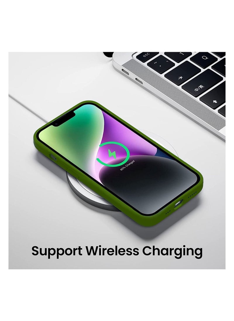 Delivus - iPhone 14 Plus Case Silicone Cover Soft Liquid Gel Rubber Cover Anti-Scratch Anti-Fingerprint Anti-Drop (Green) - Image 1