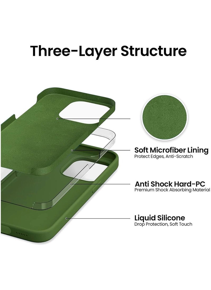 Delivus - iPhone 14 Plus Case Silicone Cover Soft Liquid Gel Rubber Cover Anti-Scratch Anti-Fingerprint Anti-Drop (Green) - Image 1