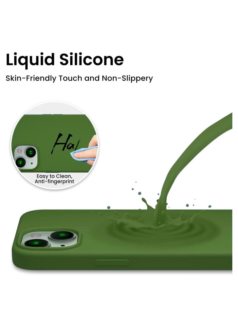 Delivus - iPhone 14 Plus Case Silicone Cover Soft Liquid Gel Rubber Cover Anti-Scratch Anti-Fingerprint Anti-Drop (Green) - Image 1