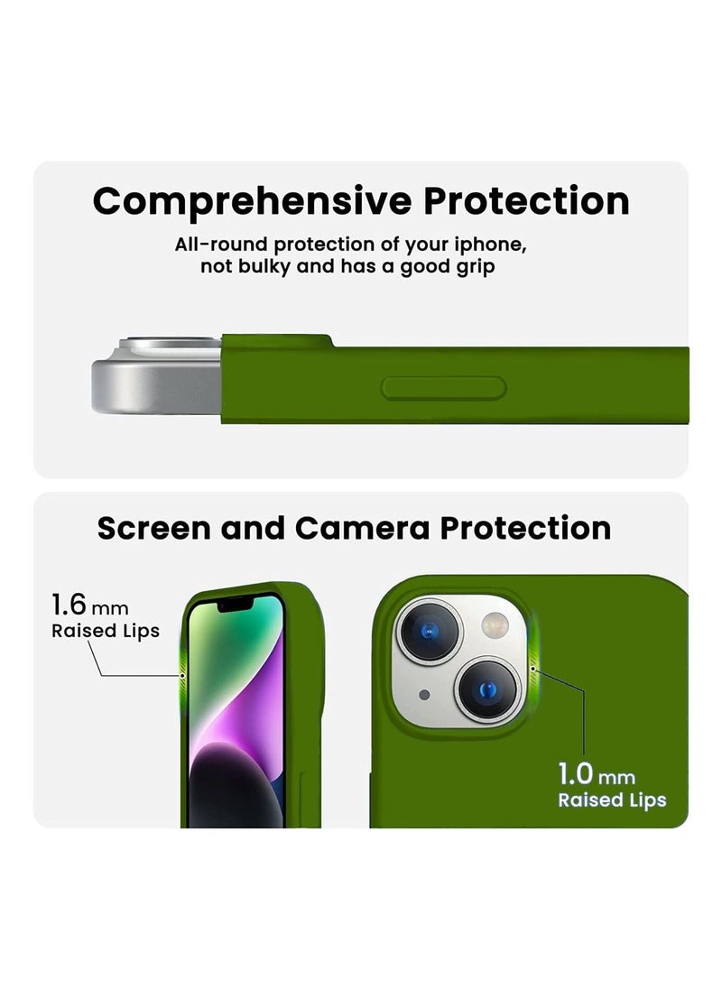 Delivus - iPhone 14 Plus Case Silicone Cover Soft Liquid Gel Rubber Cover Anti-Scratch Anti-Fingerprint Anti-Drop (Green) - Image 1