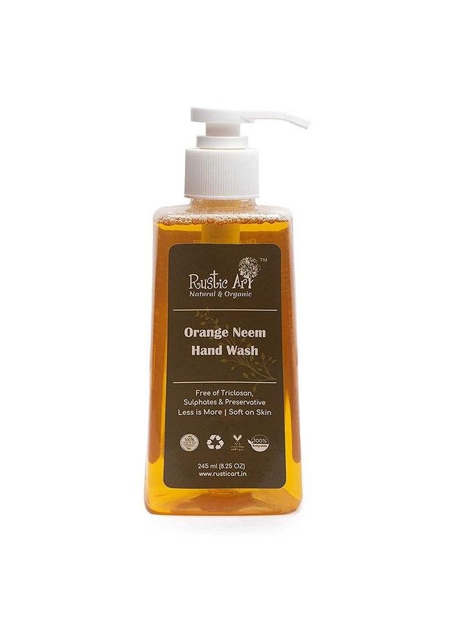 Rustic Art - Organic Hand Wash ; Natural Vegan ; Nondrying Hydrating ; 245Ml Orange Neem & Aloe Vera Rosemary - Image 1