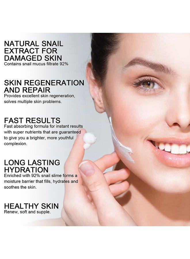 OUHOE Advanced Snail 92 All In One Cream, Snail Cream Collagen Cream Moisturizing, Anti Age Firming Face Cream, 100G - Image 4