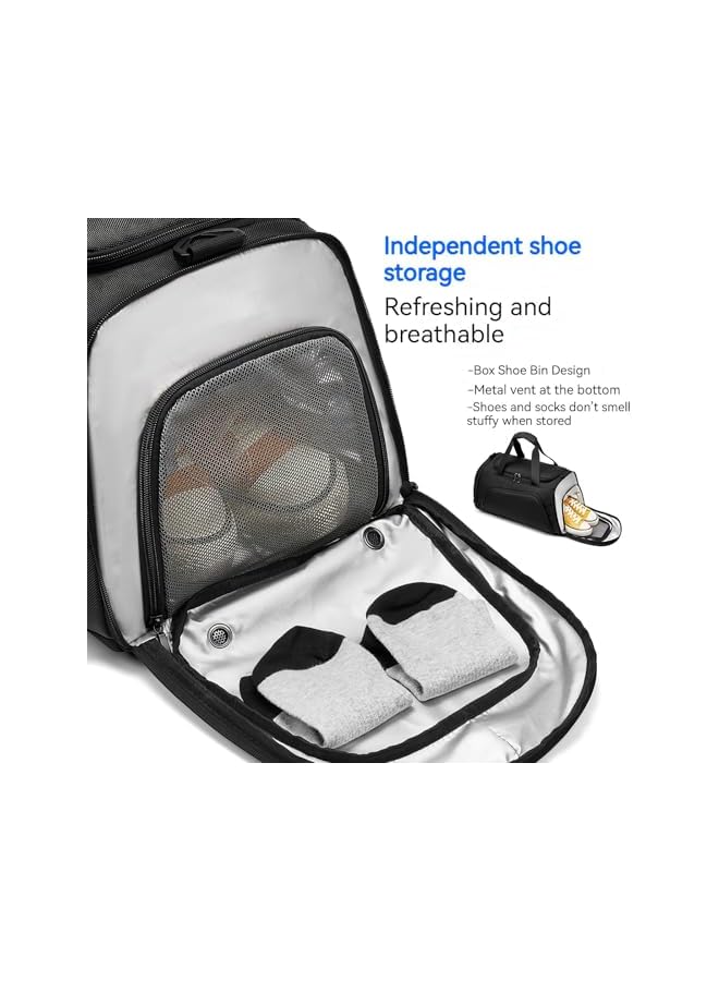 PROMASS Gym Bag, Medium Gym Bag With Shoes Pouch, Large Capacity Gym Duffle Bags For Men, Waterproof Gym Bag For Women, Lightweight Mini Duffel Bag For Business Travel And Sport (Black) - Image 4