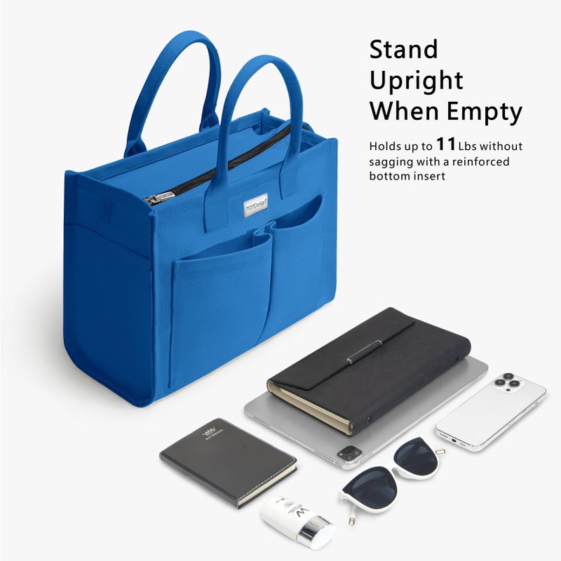 TOPDesign Heavy-Duty Canvas Tote Bag for Women, Adjustable Crossbody Handbag with 9 Pockets, for Work, Travel (Blue) - Image 5