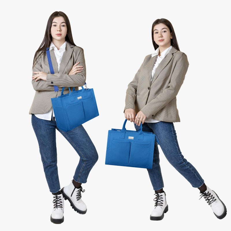 TOPDesign Heavy-Duty Canvas Tote Bag for Women, Adjustable Crossbody Handbag with 9 Pockets, for Work, Travel (Blue) - Image 2