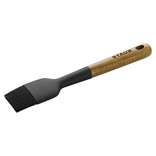 STAUB Pastry Brush, Perfect for Evenly Glazing Pastries and Basting Meats, Durable BPA-Free Matte Black Silicone, Acacia Wood Handles, Safe for Nonstick Cooking Surfaces - Image 1