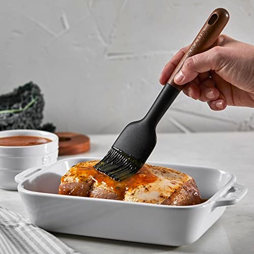 STAUB Pastry Brush, Perfect for Evenly Glazing Pastries and Basting Meats, Durable BPA-Free Matte Black Silicone, Acacia Wood Handles, Safe for Nonstick Cooking Surfaces - Image 2